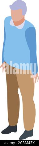 Tired grandfather icon, isometric style Stock Vector