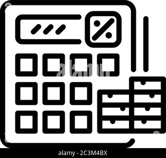 Tax calculator icon, outline style Stock Vector