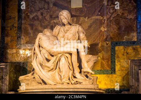 Michelangelo's sculpture Pieta in St Peter's Basilica in the Vatican Stock Photo