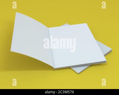 Download Yellow Horizontal Brochure Or Booklet Cover Mock Up On White Closed One Brochure And Upside Down Other Clipping Path Around Brochure View Above 3d Stock Photo Alamy PSD Mockup Templates