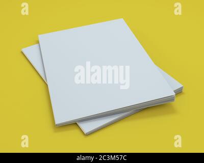 Download Yellow Horizontal Brochure Or Booklet Cover Mock Up On White Closed One Brochure And Upside Down Other Clipping Path Around Brochure View Above 3d Stock Photo Alamy PSD Mockup Templates