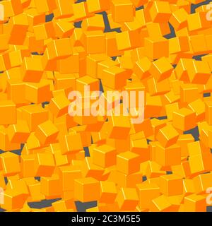 Gold Cubes Seamless Pattern on Black Stock Vector