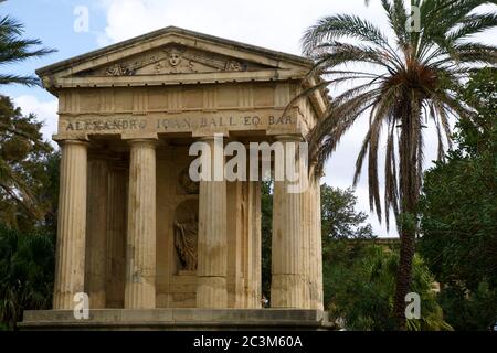 VALLETTA, MALTA - DEC 31st, 2019: The Lower Barrakka Gardens with palm trees and clear blue sky Stock Photo