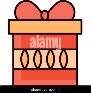 wrapped gift box celebration vector illustration line and fill icon Stock Vector