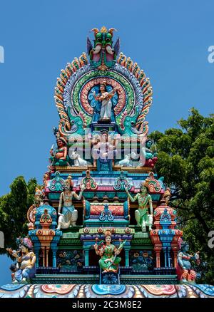A colourful section of the Naga Pooshani Ambal Kovil on Nainativu Island in the Jaffna region of Sri Lanka. Stock Photo