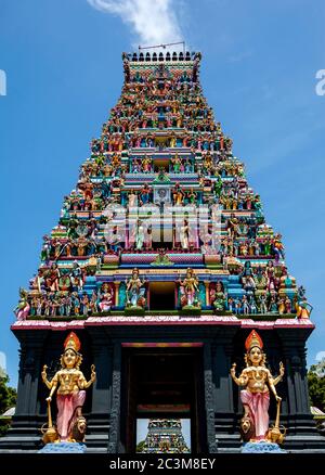 A section of the Naga Pooshani Ambal Kovil on Nainativu Island in the Jaffna region of Sri Lanka. The temple is dedicated to the Hindu goddess Ambal. Stock Photo