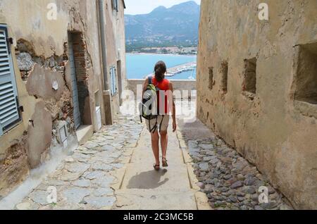 Walking around La Citadelle, Calvi, Corsica Stock Photo