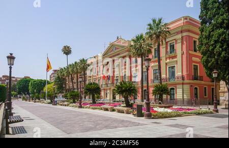City hall of Murcia Spain and its flowers Stock Photo
