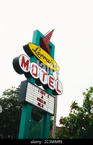 Memphis, Tennessee, United States - July 20 2009: Lorraine Motel Memorial Sign, the Place of the Assasination of Dr. Martin Luther King and Civil Righ Stock Photo