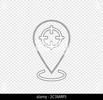 navigation point gray flat vector icon on transparent background. Search for a location on a map Stock Vector