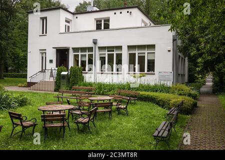 Zabinski Villa (Willa Zabinskich) in Warsaw Zoological Garden in city of Warsaw, Poland. During World War II house was a shelter for Jews escaped from Stock Photo