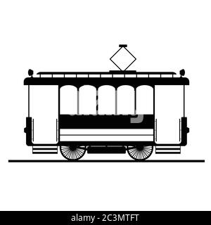 tram vector illustration in black color Stock Vector