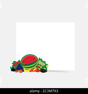 food fruit set illustration in colorful Stock Vector