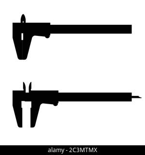 vernier caliper in black color illustration Stock Vector