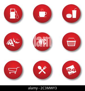 gas station set icon illustration Stock Vector