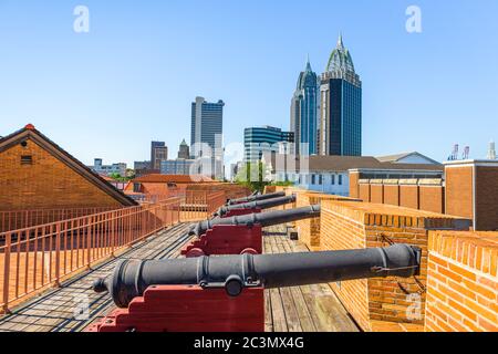 Mobile, Alabama, USA skyline and fort. Stock Photo