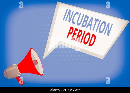 Handwriting text Incubation Period. Conceptual photo time elapsed starting from getting exposed to an infectious agent Megaphone Loudspeaker and Blank Stock Photo