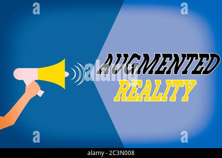 Word writing text Augmented Reality. Business photo showcasing technology that imposes computer image on the real world Hu analysis Hand Holding Megap Stock Photo