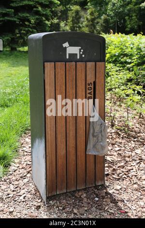 Cracow. Krakow. Poland. Designated dog waste bin for dog poo. Stock Photo