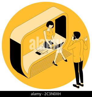 Isometric review and feedback Stock Vector