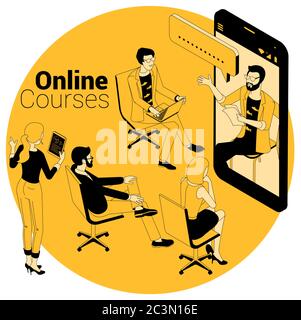 online courses, education, training concept Stock Vector