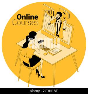 online courses, education, training concept Stock Vector