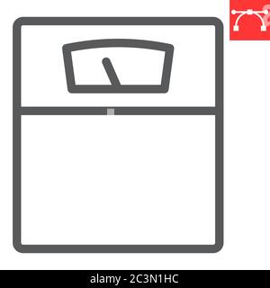 Weight scale line icon, fitness and diet, supplements sign vector graphics, editable stroke linear icon, eps 10. Stock Vector