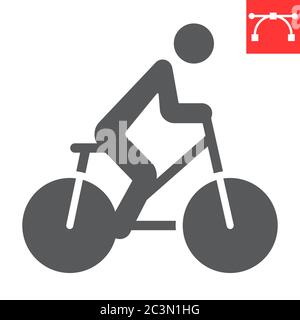 Cycling glyph icon, fitness and bicycle, bike sign vector graphics, editable stroke solid icon, eps 10. Stock Vector