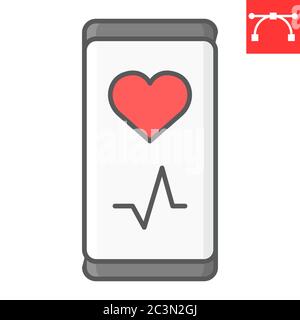 Fitness app color line icon, fitness and sport, smartphone sign vector graphics, editable stroke colorful linear icon, eps 10. Stock Vector