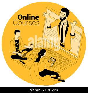 online courses, education, training concept Stock Vector