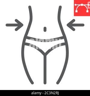 Weight loss line icon, fitness and diet, fit body sign vector graphics, editable stroke linear icon, eps 10. Stock Vector