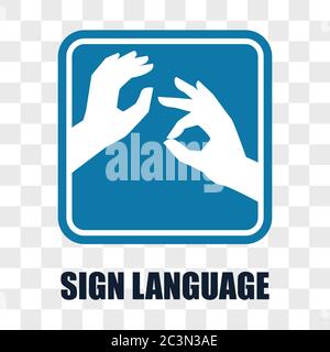 hand with sign language gesture on transparent background. vector illustration Stock Vector