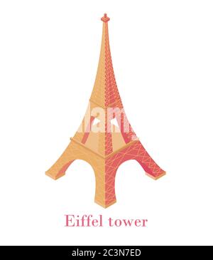 Eiffel Tower Isometric. Architectural wonder of world symbol Paris historical monument to vintage art. Stock Vector