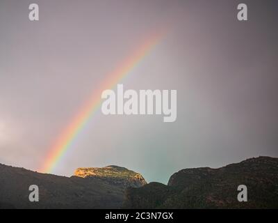 Rainbow above the Cataline Foothils in Tucson Stock Photo