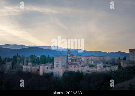 Views from Granada, Spain. Alhambra royal palace. Stock Photo