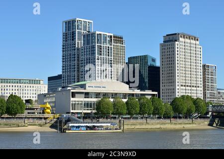 Royal Festival Hall and Festival Pier, Southbank Centre, Belvedere Road, Waterloo, Lambeth, London, United Kingdom Stock Photo