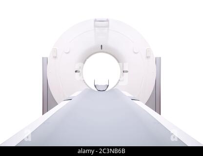 Front view of multi detector CT Scanner ( Computed Tomography ) isolated on white background. Clipping path. Stock Photo