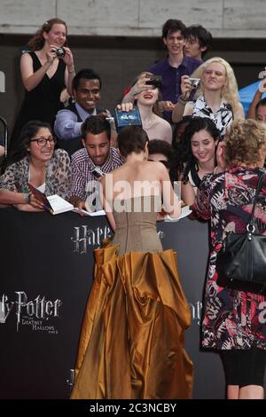 NEW YORK, NY - JULY 11, 2011: Actress Emma Watson attends the New York premiere of 'Harry Potter And The Deathly Hallows: Part 2' at Avery Fisher Hall Stock Photo