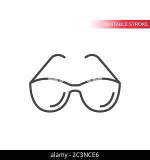 Sunglasses, glasses frame simple thin line icon. Outline, editable stroke eyeglasses vector. Stock Vector