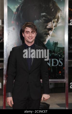 NEW YORK, NY - JULY 11, 2011: Actor Daniel Radcliffe attends the New York premiere of 'Harry Potter And The Deathly Hallows: Part 2' Stock Photo