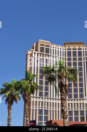 LAS VEGAS, NV -6 JUN 2020- Exterior day view of the Palazzo at the Venetian Hotel, a luxury hotel and casino located on the Strip in downtown Las Vega Stock Photo