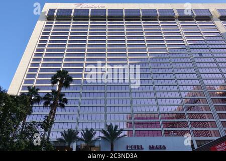 LAS VEGAS, NV -6 JUN 2020- The Flamingo Hotel located on the Las Vegas Strip was opened in 1946 by famous mobster Bugsy Siegel. Stock Photo