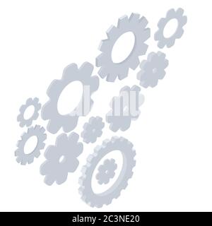 isometric gears isolated on white background. working system concept vector illustration Stock Vector