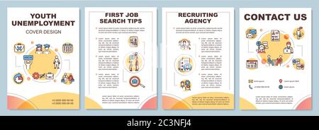 Youth unemployment brochure template Stock Vector