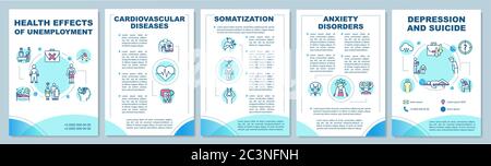 Health effects of unemployment brochure template Stock Vector