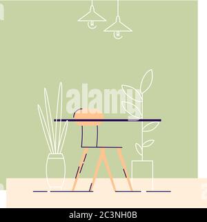 Coffee table semi flat vector illustration Stock Vector