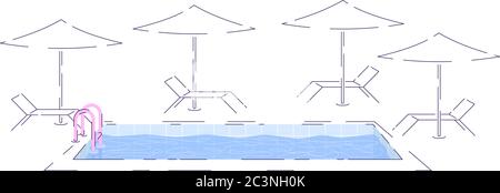 Water pool semi flat RGB color vector illustration Stock Vector