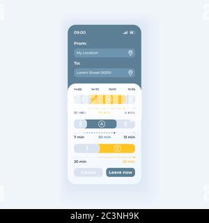 Bus schedule app smartphone interface vector template Stock Vector