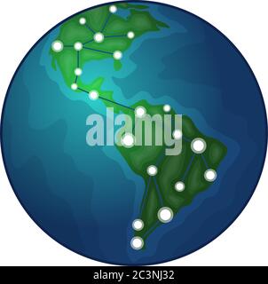 Blue Planet with graph on white background Stock Vector