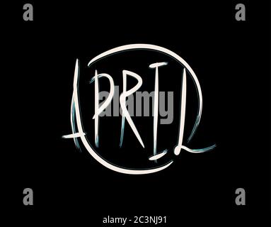 April Lettering Text on black background in vector illustration Stock Vector